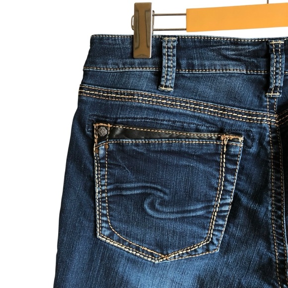 Silver Jeans RARE Suki High Slim Denim Size 33 Leather Detailing NWOT - Picture 4 of 16